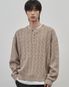 코렌 세미 오버핏 케이블 헨리넥 니트 [베이지]