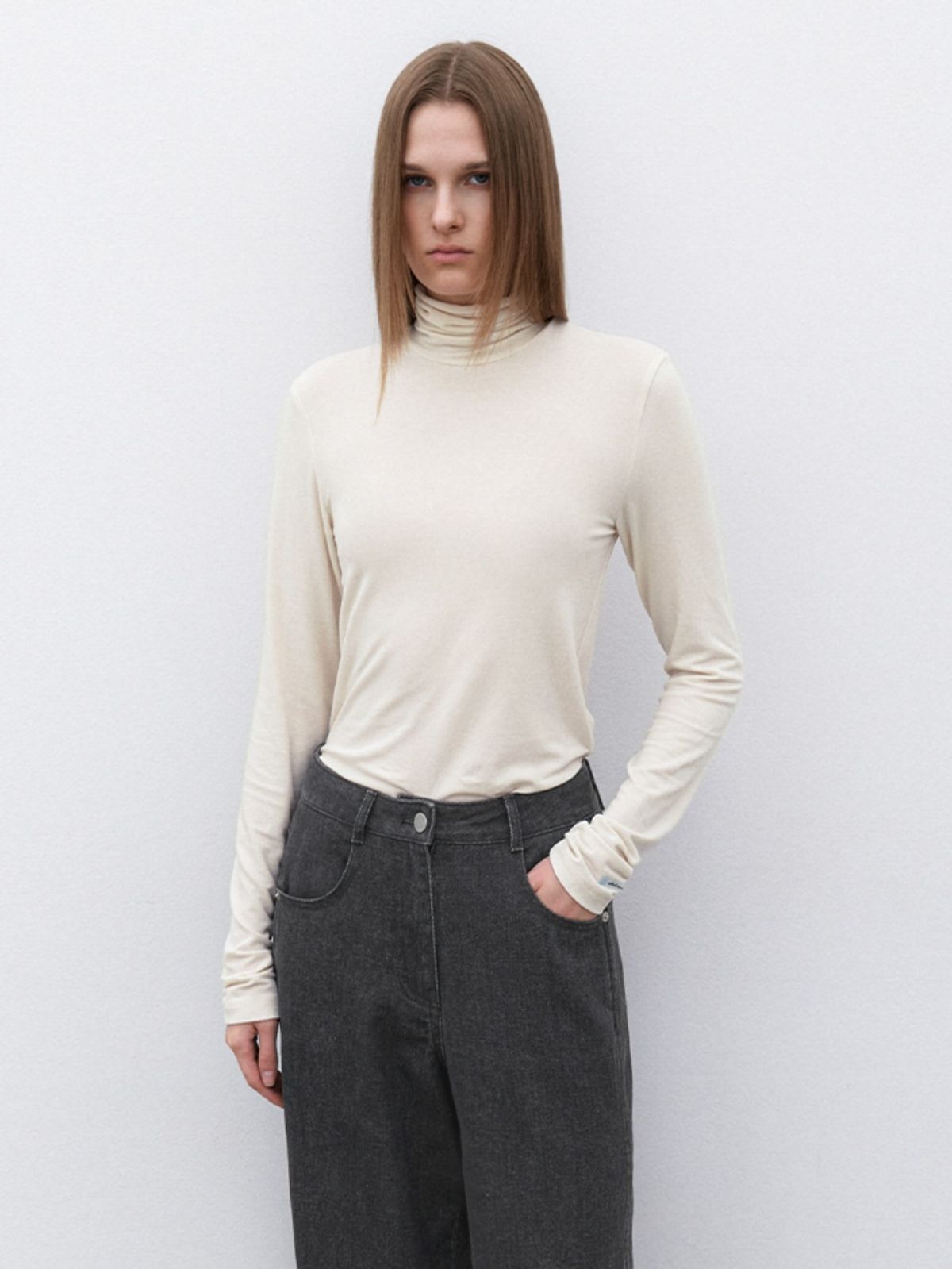 아틀리에 나인(ATELIER NAIN) ESSENTIAL SHEER TURTLE NECK TEE(T-7135)