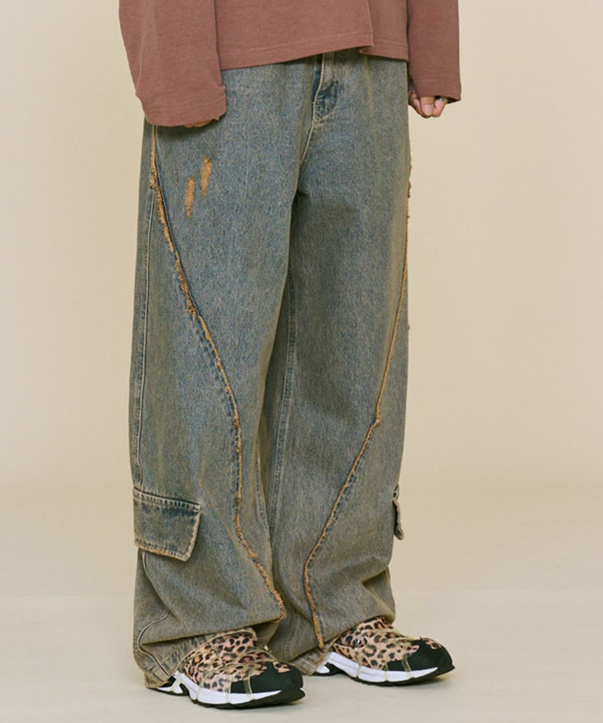 논타입(NONTYPE) LOW FLAP CUT-OFF DENIM (VINTAGE BLUE)
