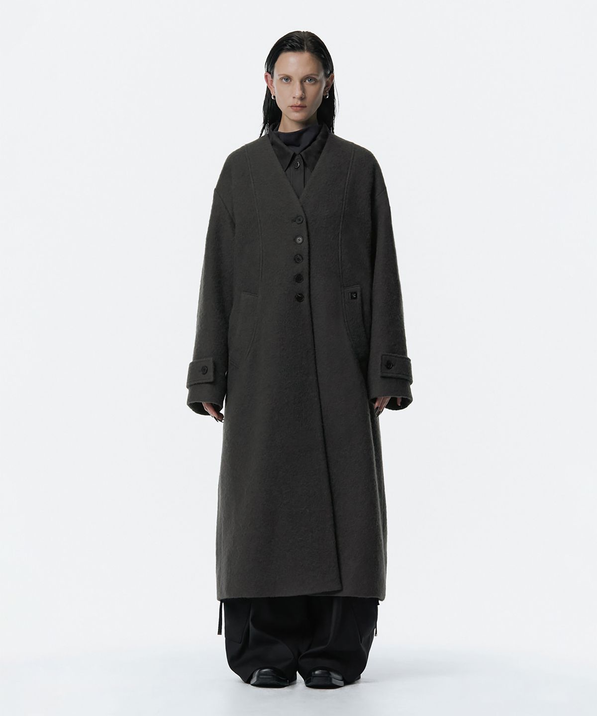 트리밍버드(TREEMINGBIRD) Boucle Wool Long Coat [ Gray ]