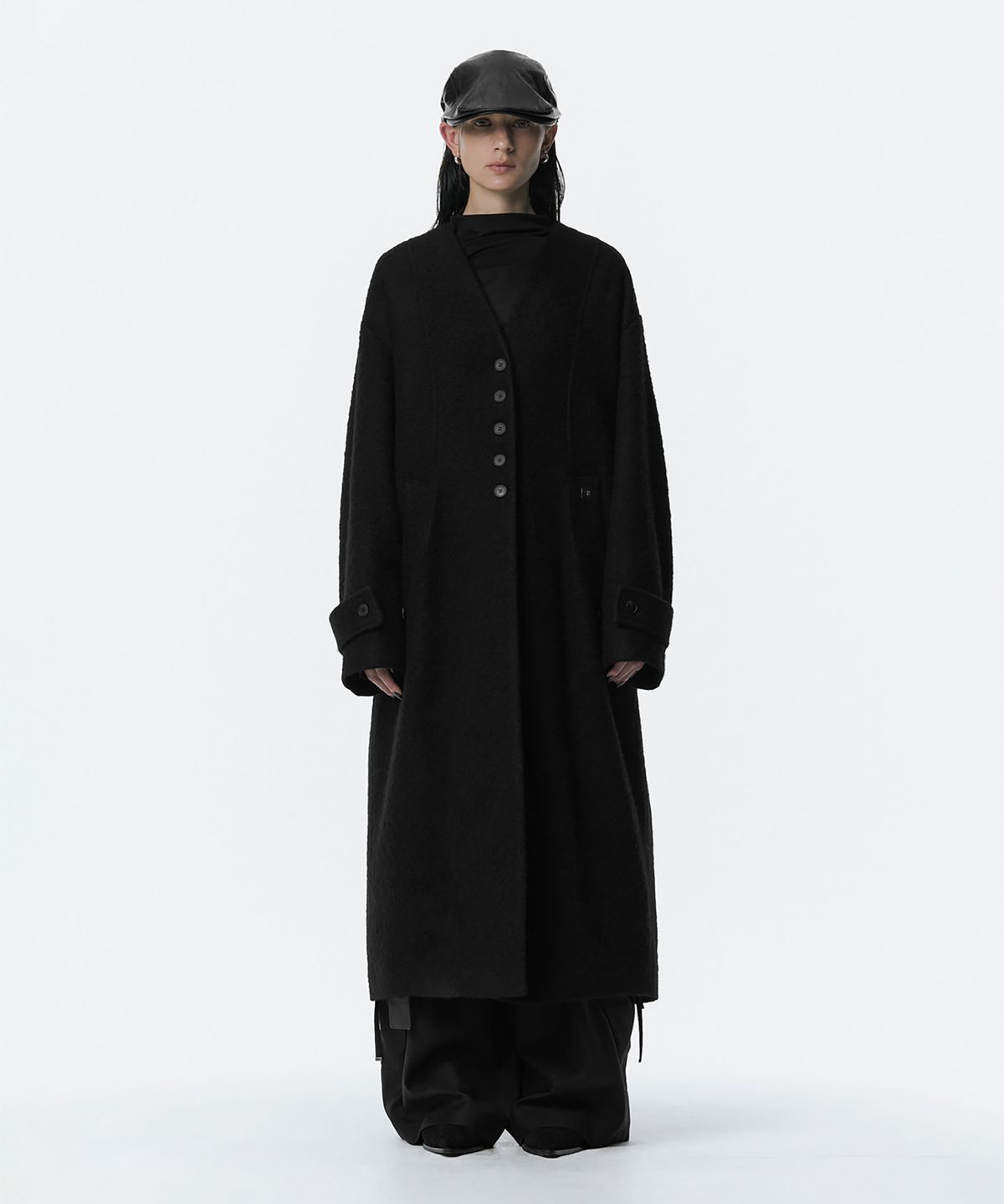 트리밍버드(TREEMINGBIRD) Boucle Wool Long Coat [ Black ]