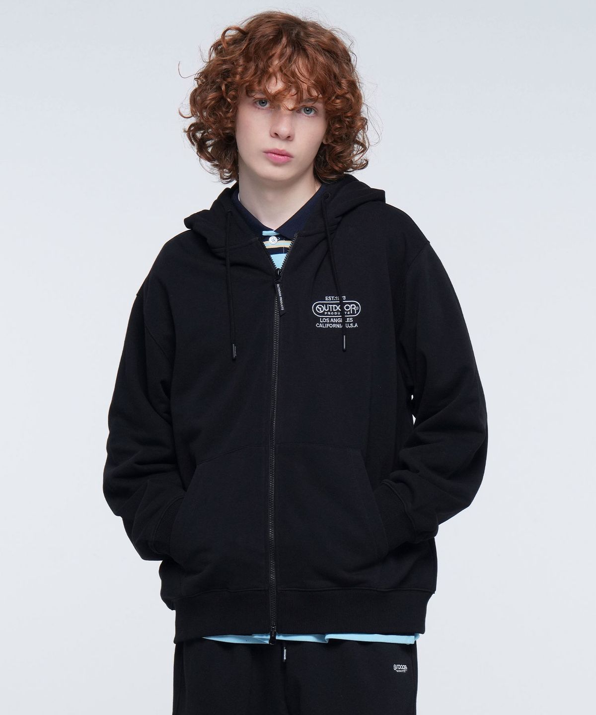 아웃도어 프로덕츠(OUTDOOR PRODUCTS) MULTI LOGO ZIP-UP HOODIE (BLACK)
