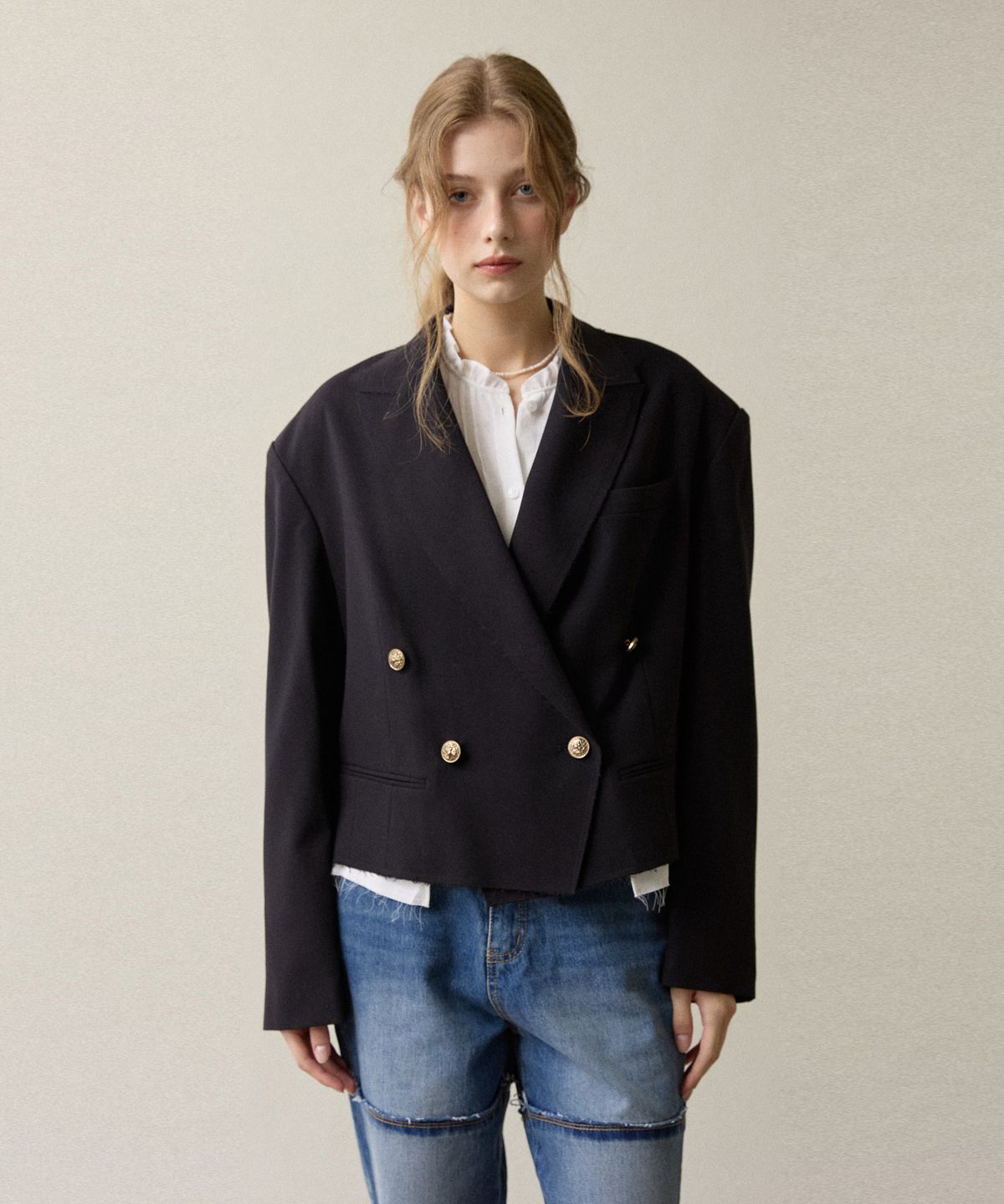 오픈도어스튜디오(OPENDOORSTUDIO) ruffle point jacket black