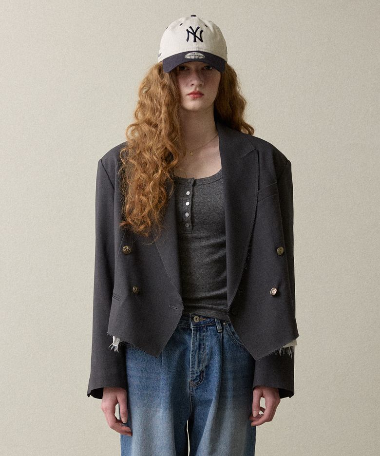 ruffle point jacket gray
