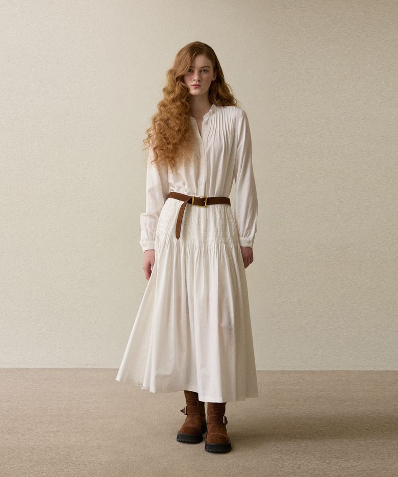 handmade wrinkle pin tuck skirt ivory