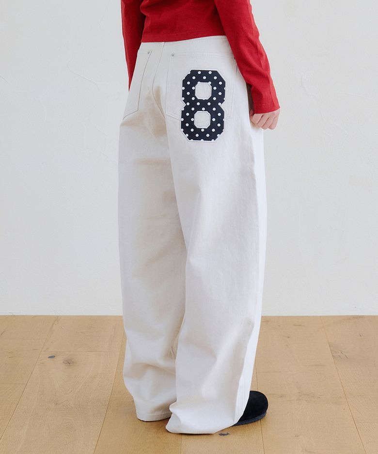 8 Applique Pants Ivory