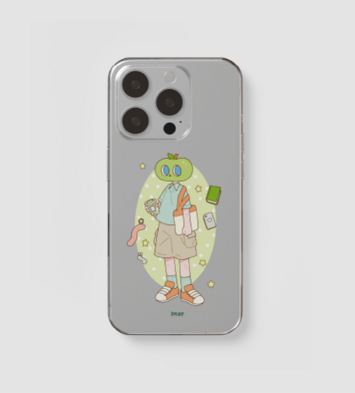 이레케이스앤굿즈(IRECASEGOODS) 청사과 아이폰 투명 젤리케이스 핸드폰케이스