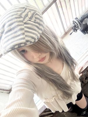 Y2K 스트라이프 헌팅 캡 (크림그레이)