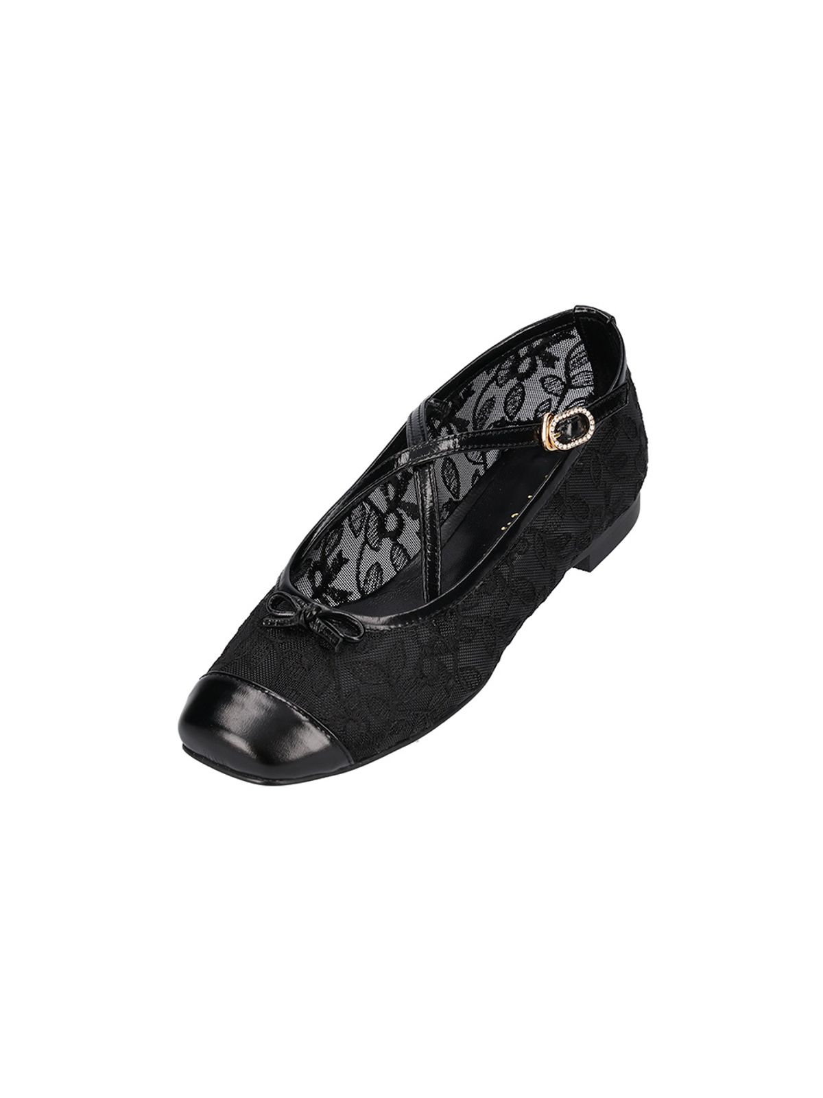 백오브더문(BACK OF THE MOON) Giselle flower ballet flats_Black