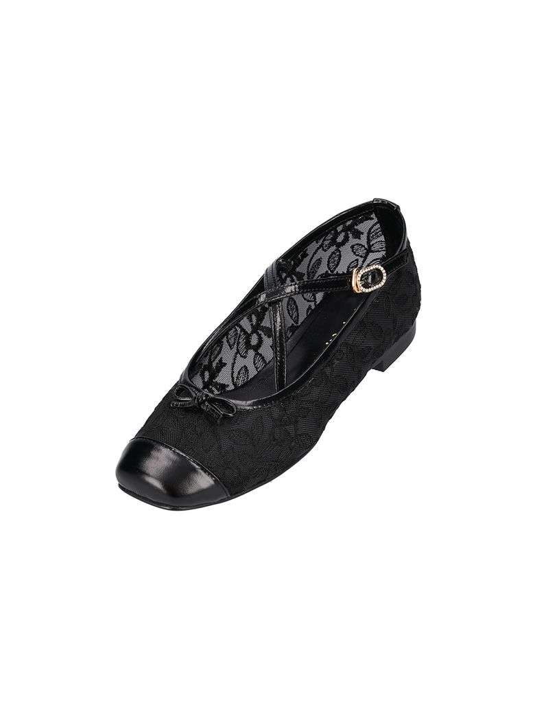 Giselle flower ballet flats_Black