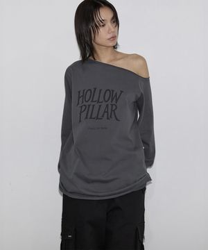 Hollow Snap One Shoulder Top (charcoal)