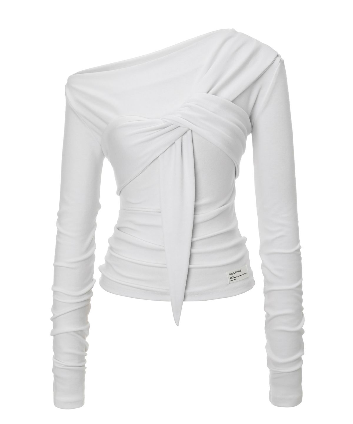 이네기(INEGI) Drape Flow Tie Long Sleeve (white)