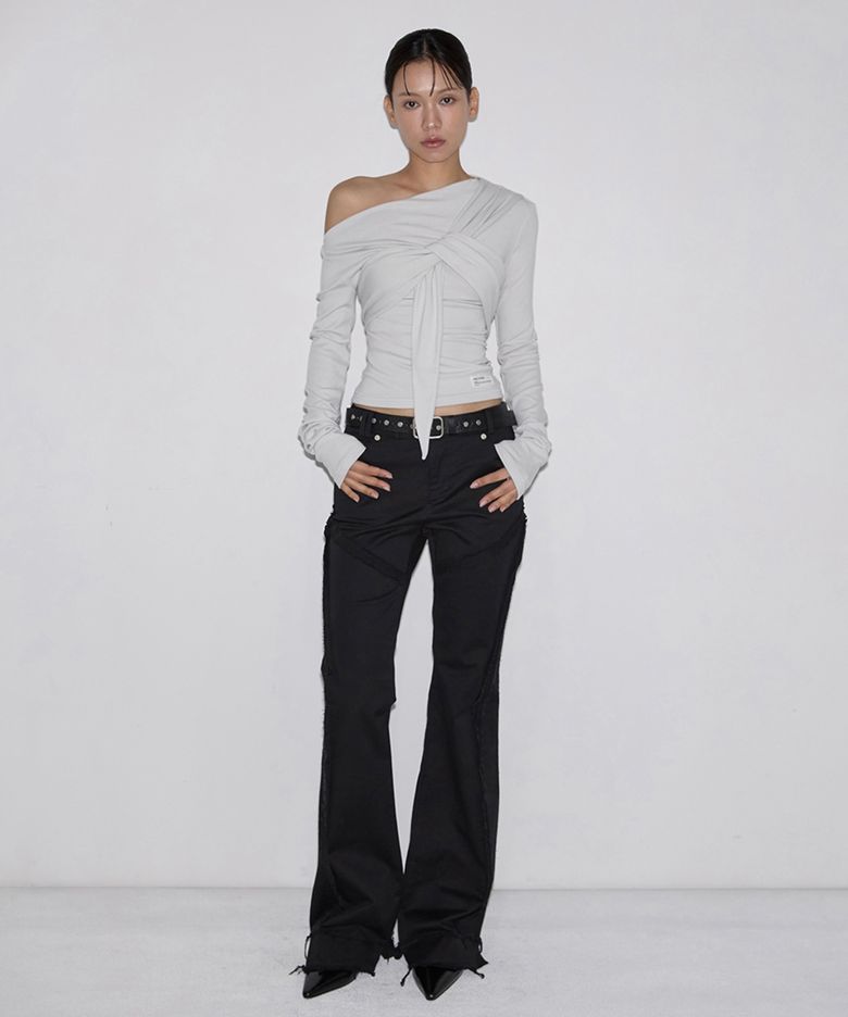Drape Flow Tie Long Sleeve (dusty beige)
