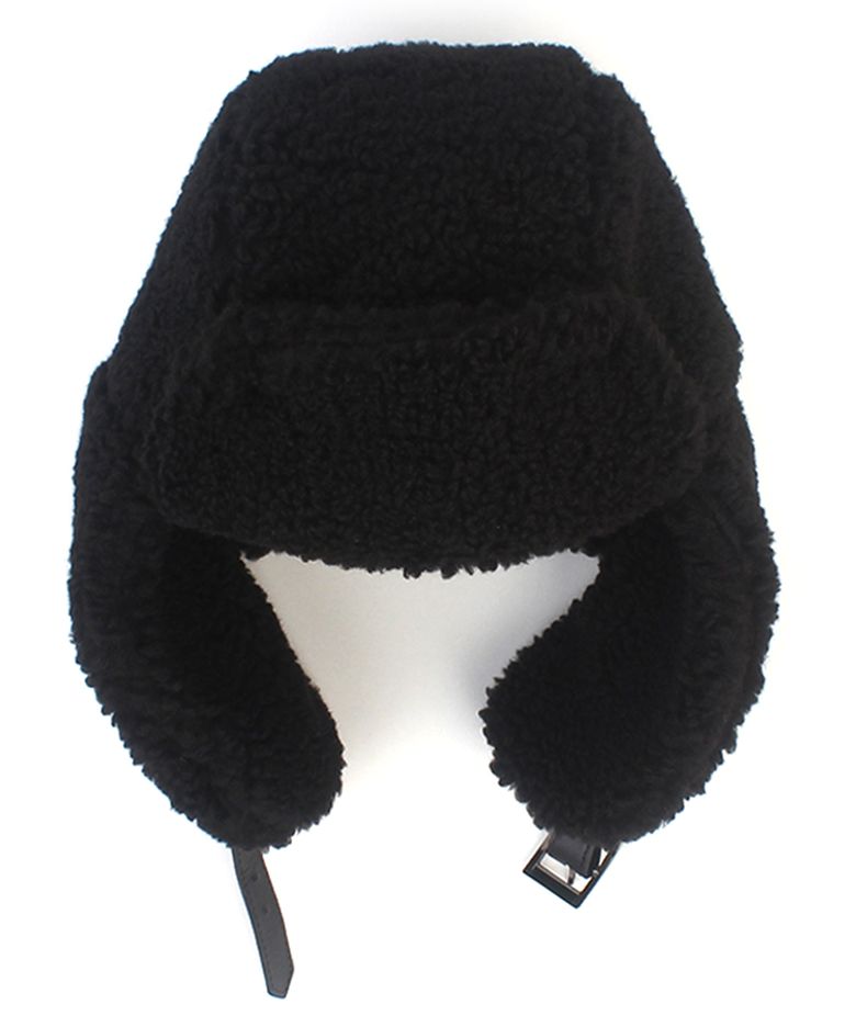 Fleece Black Aviator Hat 항공모자