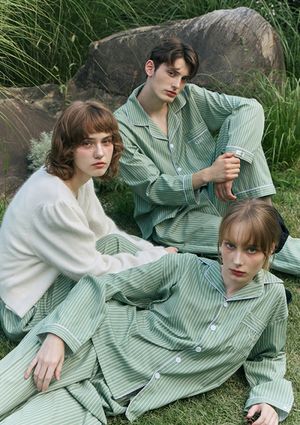 클래식 모스 커플 파자마 잠옷 세트