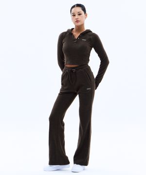 [SET] 메탈 라벨 웜터치 후디&부츠컷 세트 (BROWN)