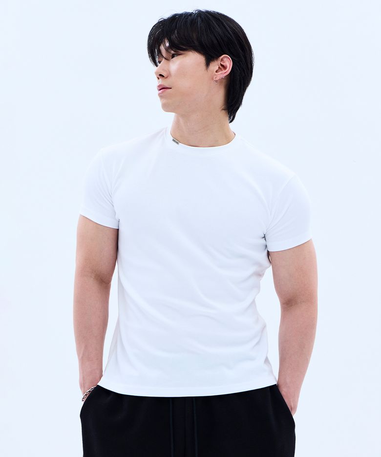 메탈 클립 머슬핏 티셔츠 (WHITE)