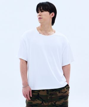 메탈 클립 유넥 티셔츠 (WHITE)