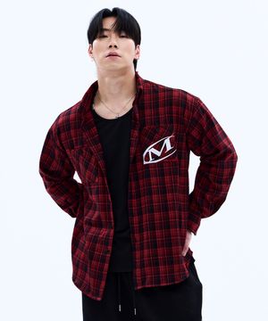 포켓 로고 플란넬 체크 셔츠 (RED)