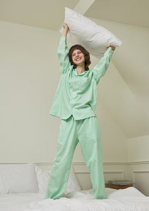 네온 블레이즈 면 커플 파자마 잠옷 세트