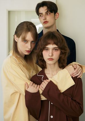 미드나잇 프렌치 면 커플 파자마 잠옷 세트