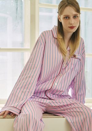 블루엣 로제 면 커플 파자마 잠옷 세트