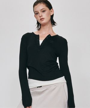 디어 DR 헨리넥 레이어드 롱슬리브 (블랙)