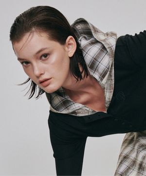 디어 DR 후디드 머플러 (브라운 체크)