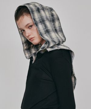 디어 DR 후디드 머플러 (블랙 체크)