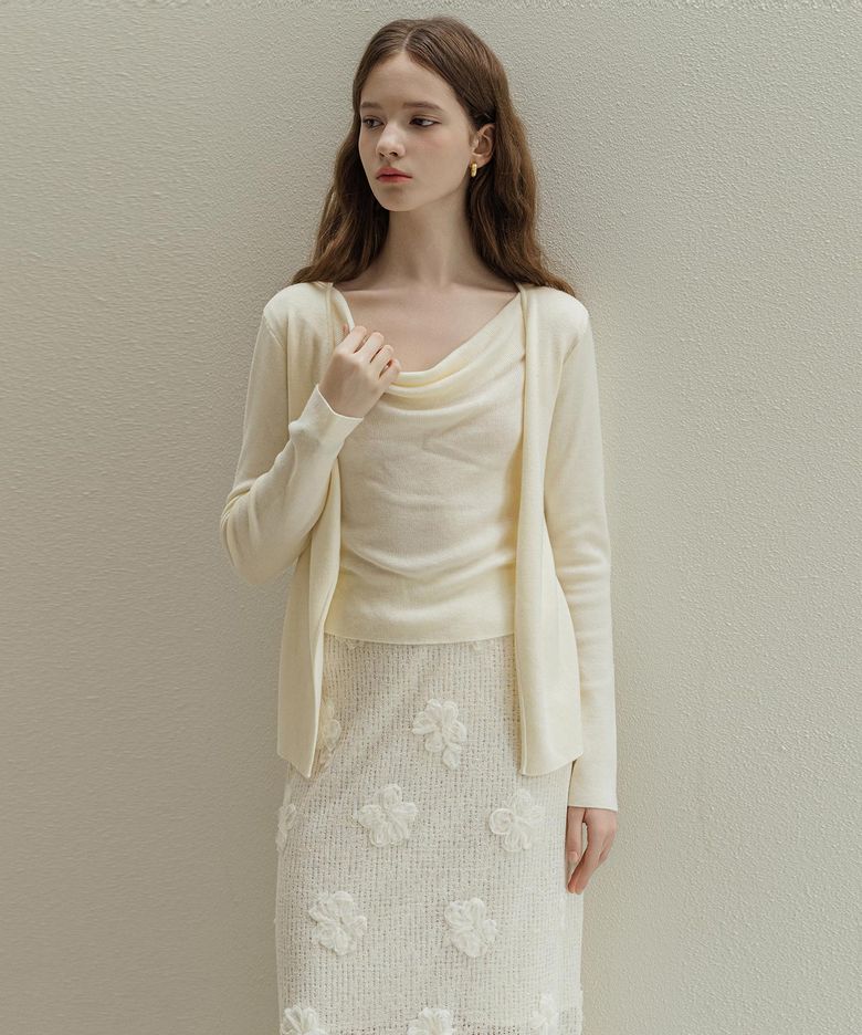 Cowl buckle  Ivory knit