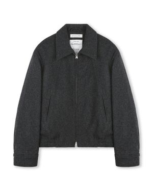 WOOL WIDE COLLAR HARRINGTON JACKET MELANGE CHARCOAL