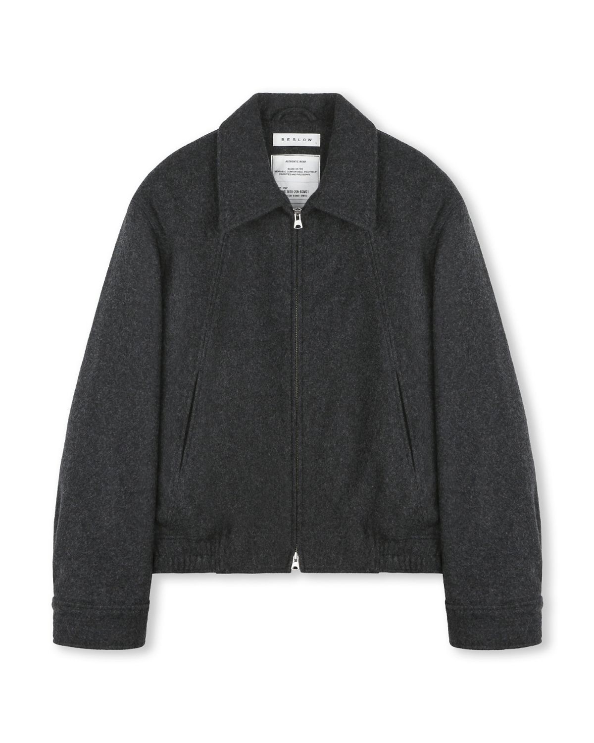 비슬로우(BESLOW) WOOL WIDE COLLAR HARRINGTON JACKET MELANGE CHARCOAL