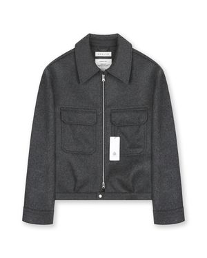 CASHMERE MILITARY ZIP-UP JACKET MELANGE CHARCOAL