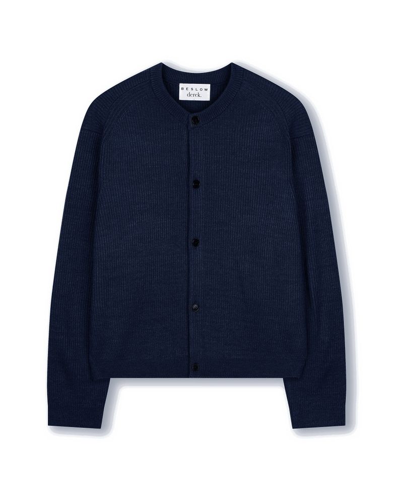[비슬로우X데릭]CREW NECK SHORT CARDIGAN DARK BLUE