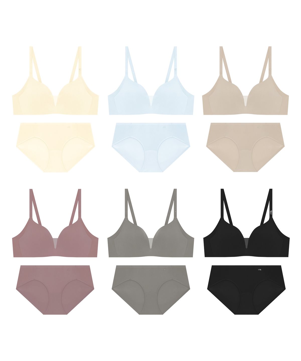 엘르이너웨어(ELLE INNERWEAR) 올데이 푸딩 볼륨 컴포트 노와이어 브라 팬티 세트