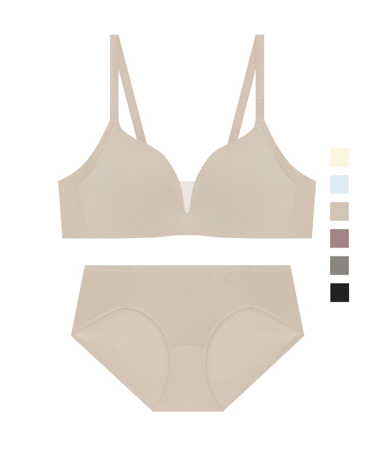 엘르이너웨어(ELLE INNERWEAR) 올데이 푸딩 볼륨 컴포트 노와이어 브라 팬티 세트