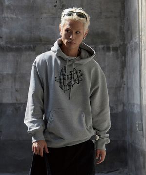 아플리케 자수 후디 멜란지그레이