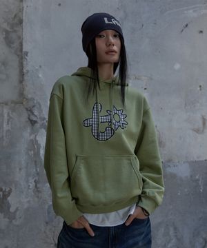 아플리케 자수 후디 라이트그린