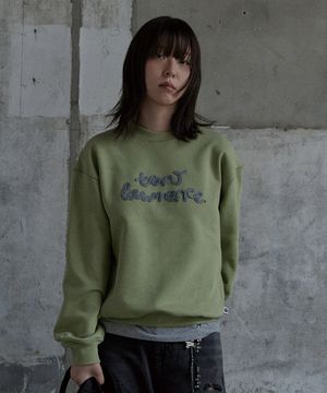 로고  부클 자수 맨투맨 라이트그린