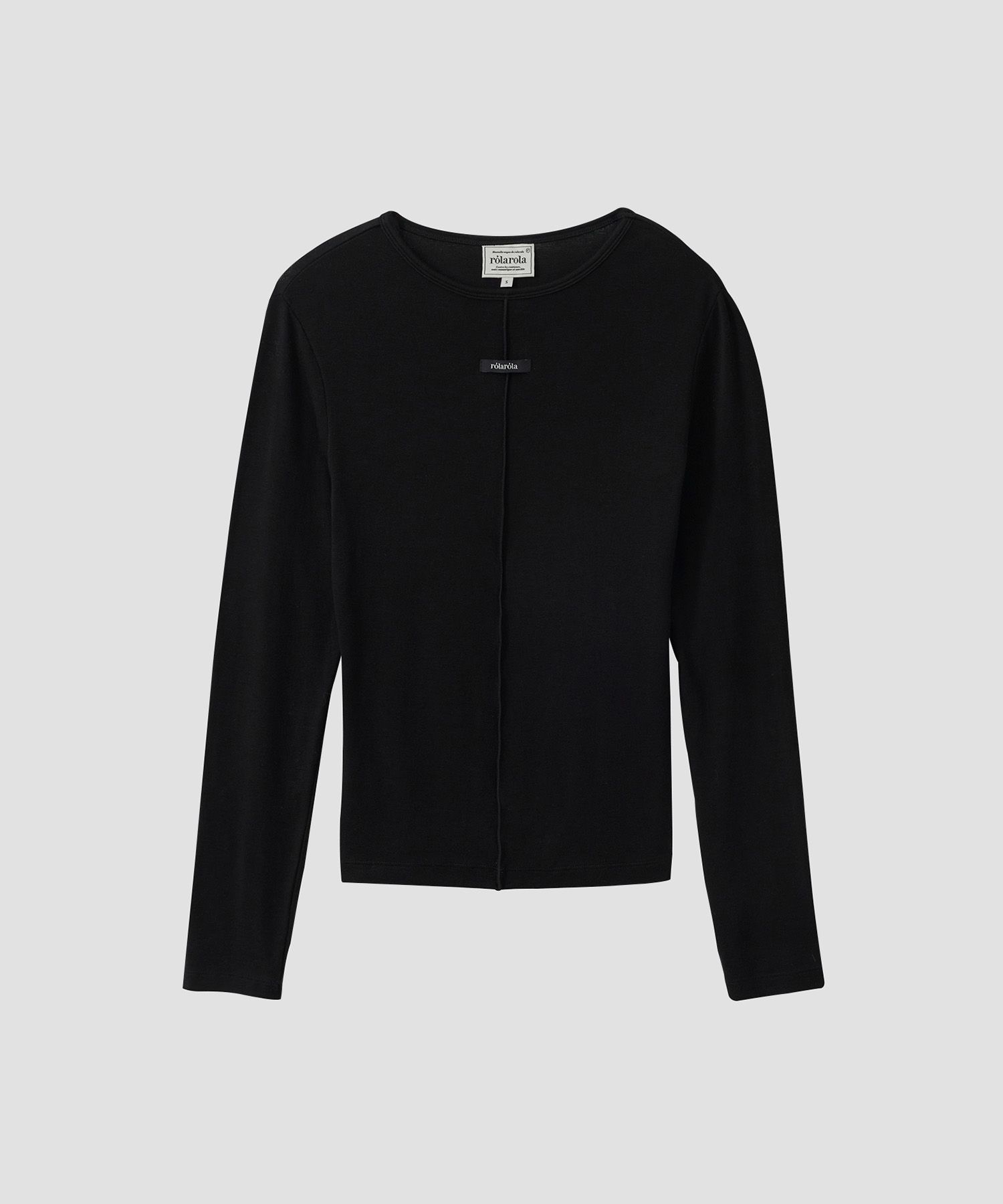 MUSINSA | ROLAROLA LINE DETAIL WOOL LONG SLEEVE BLACK