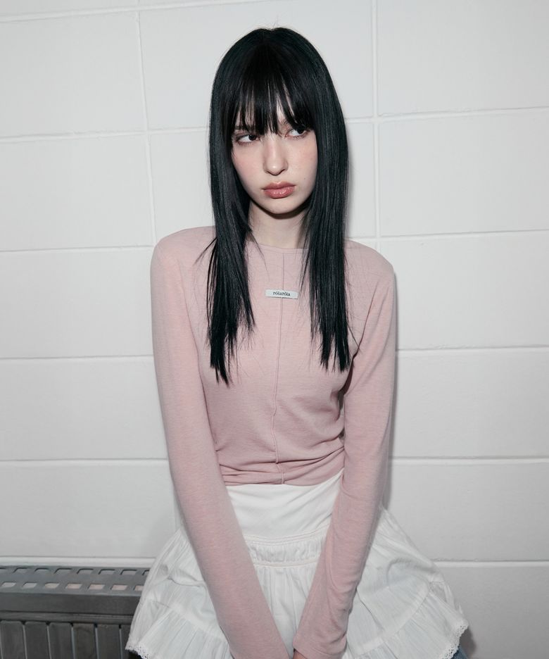 LINE DETAIL WOOL LONG SLEEVE PINK