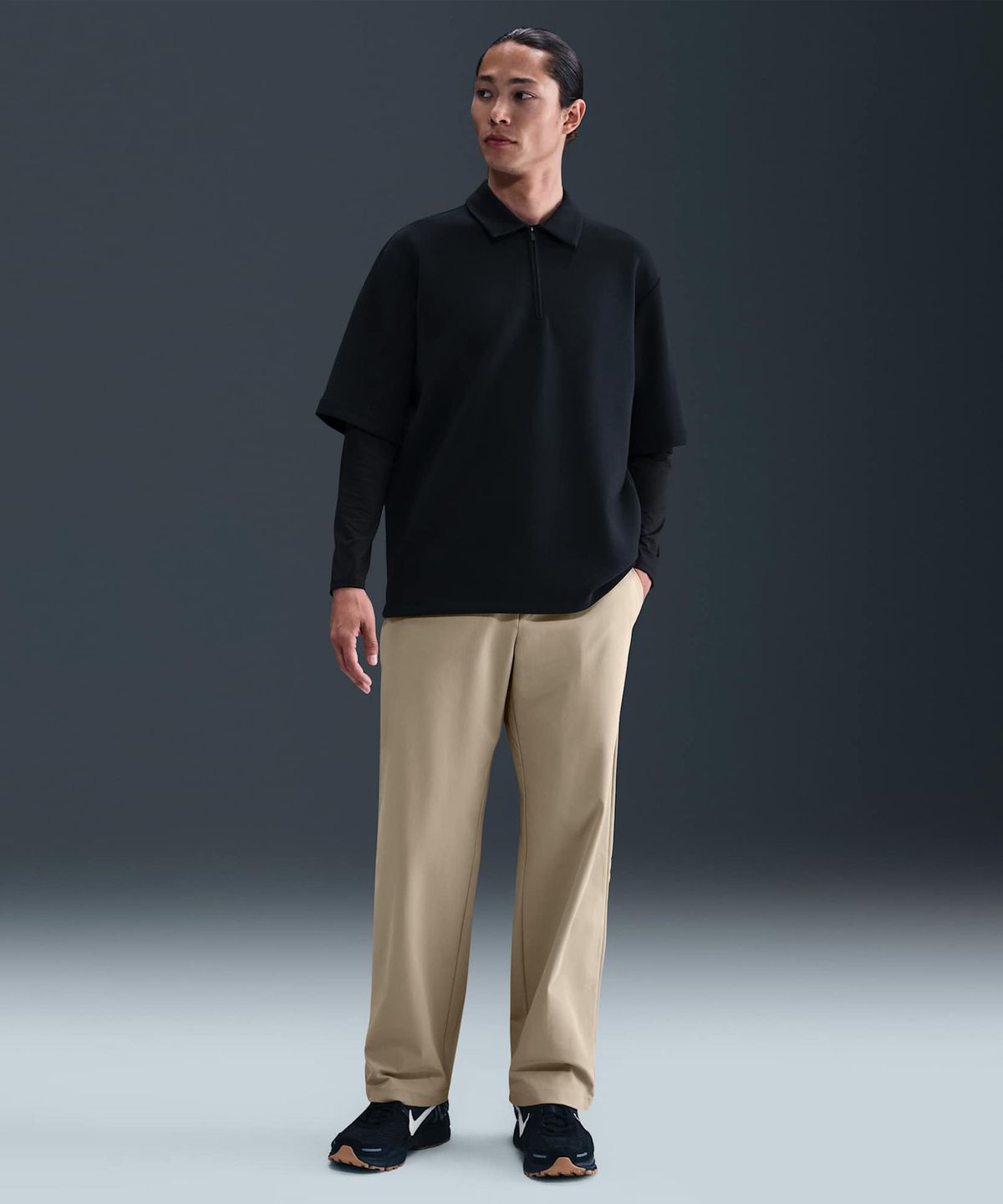 나이키(NIKE) 24.7 퍼펙트스트레치 드라이 핏 루즈 핏 치노 바지 M - 데저트 카키:카키 / HQ6942-251