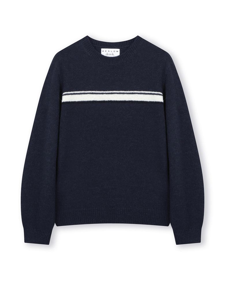 [비슬로우X데릭]STRIPE ALPACA KNIT NAVY