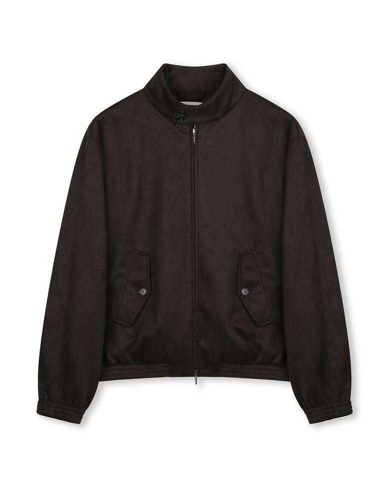 [비슬로우X데릭]SYNTHETIC SUEDE HARRINGTON JACKET DARK BROWN