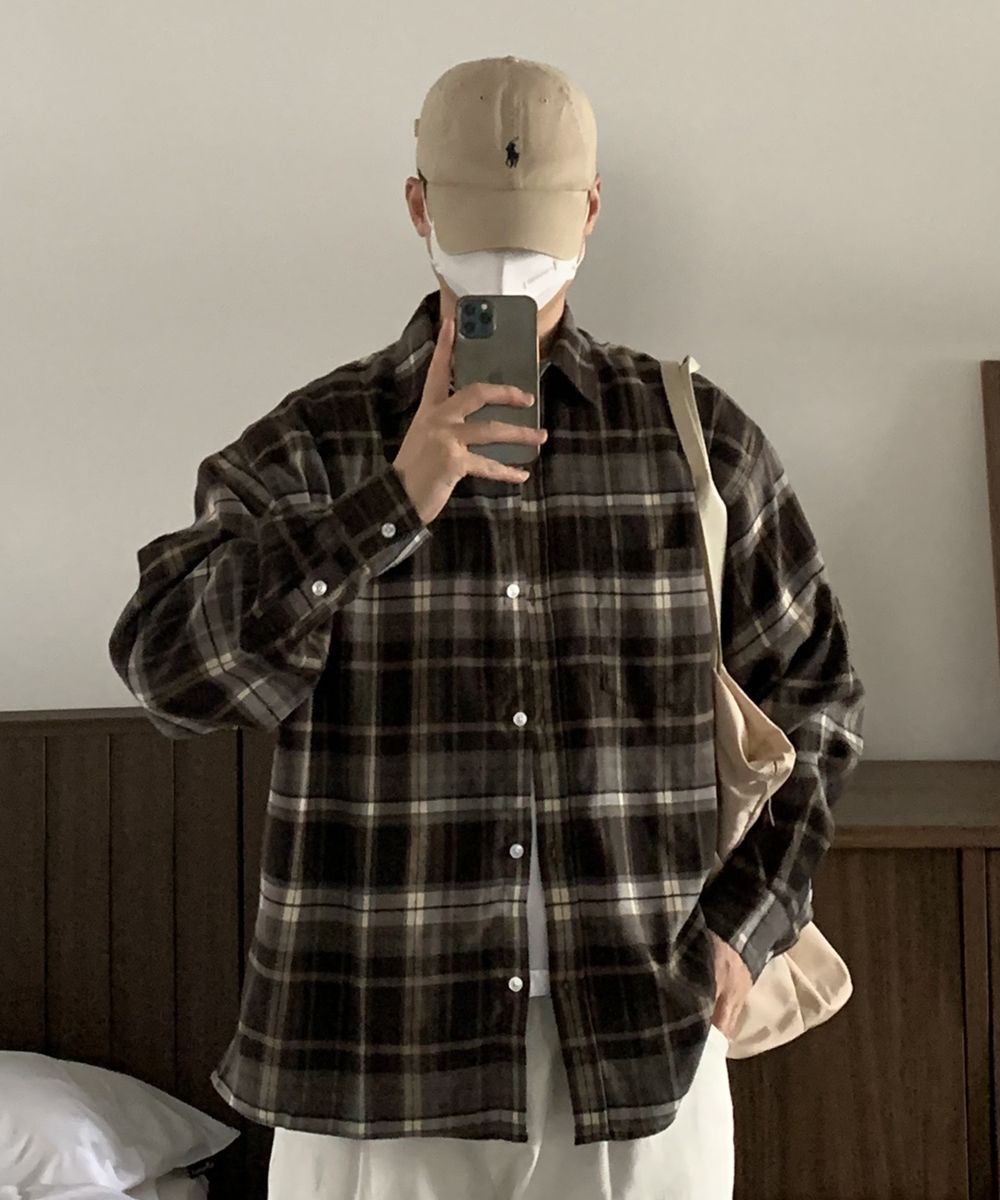 MUSINSA | HUKE Vintage Steady Check Shirt (Brown)