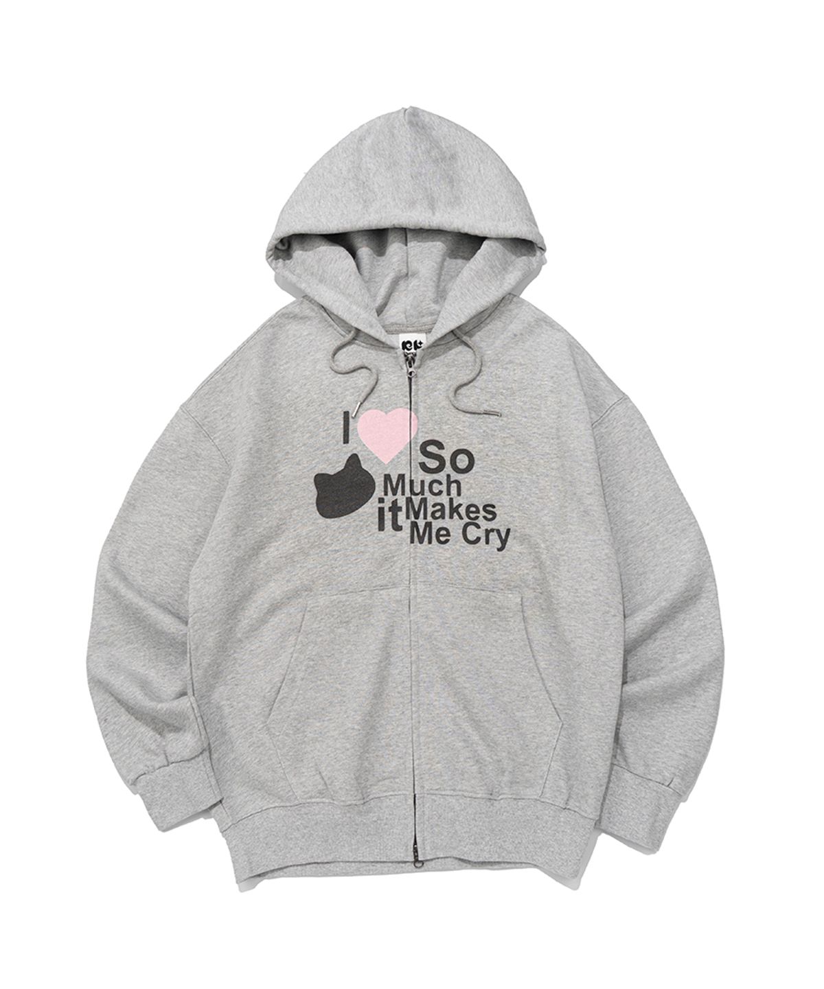 뉴키치(NEWKITSCH) I LOVE SO MUCH CAT HOOD ZIP-UP (MELANGE)