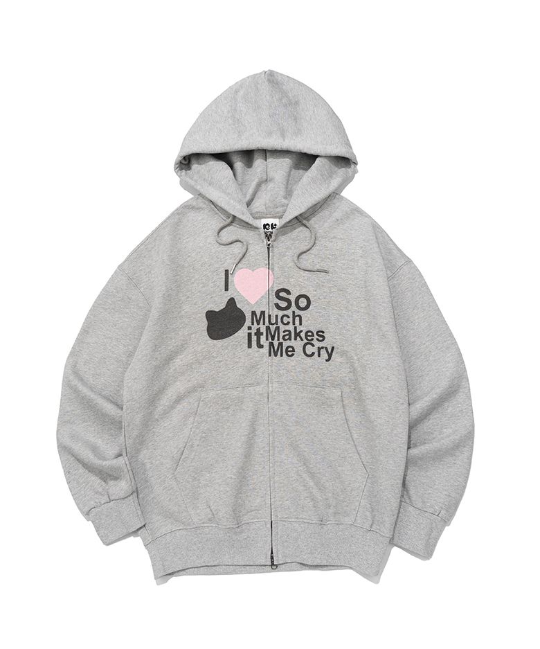 I LOVE SO MUCH CAT HOOD ZIP-UP (MELANGE)