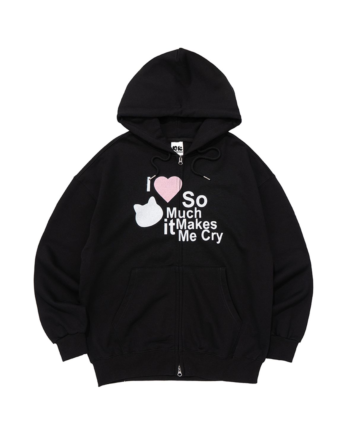 뉴키치(NEWKITSCH) I LOVE SO MUCH CAT HOOD ZIP-UP (BLACK)