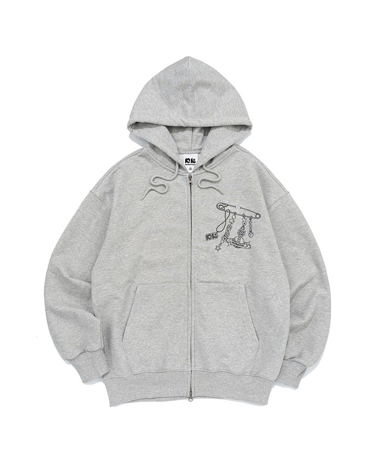 KITSCH CLIP KEYRING HOOD ZIP-UP (MELANGE)