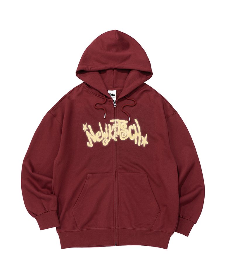 NEWKITSCH STAR LOGO HOOD ZIP-UP (BURGUNDY)